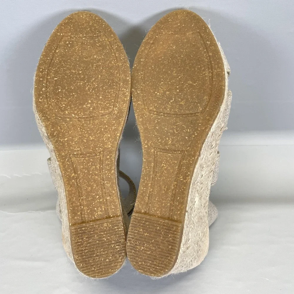 Kanna Espadrille Wedge Sandals Womens Size 37 Beige Crisscross Strappy Shoes